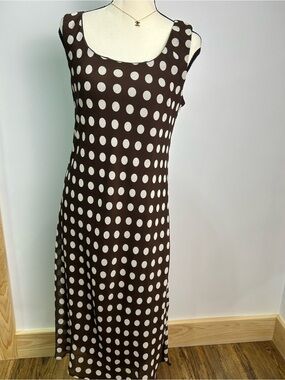 Dana Kay Brown and White Polka Dot Midi Dress